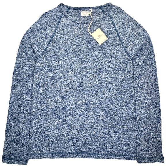 Faherty Brand Raglan Crew Sweater Mens L Blue Marl Huckberry Quiet Luxury Preppy